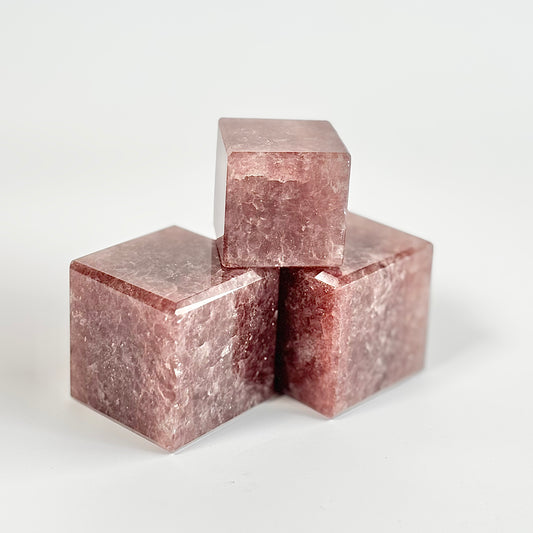 Strawberry Quartz Cube - Promotes Happiness & Joy