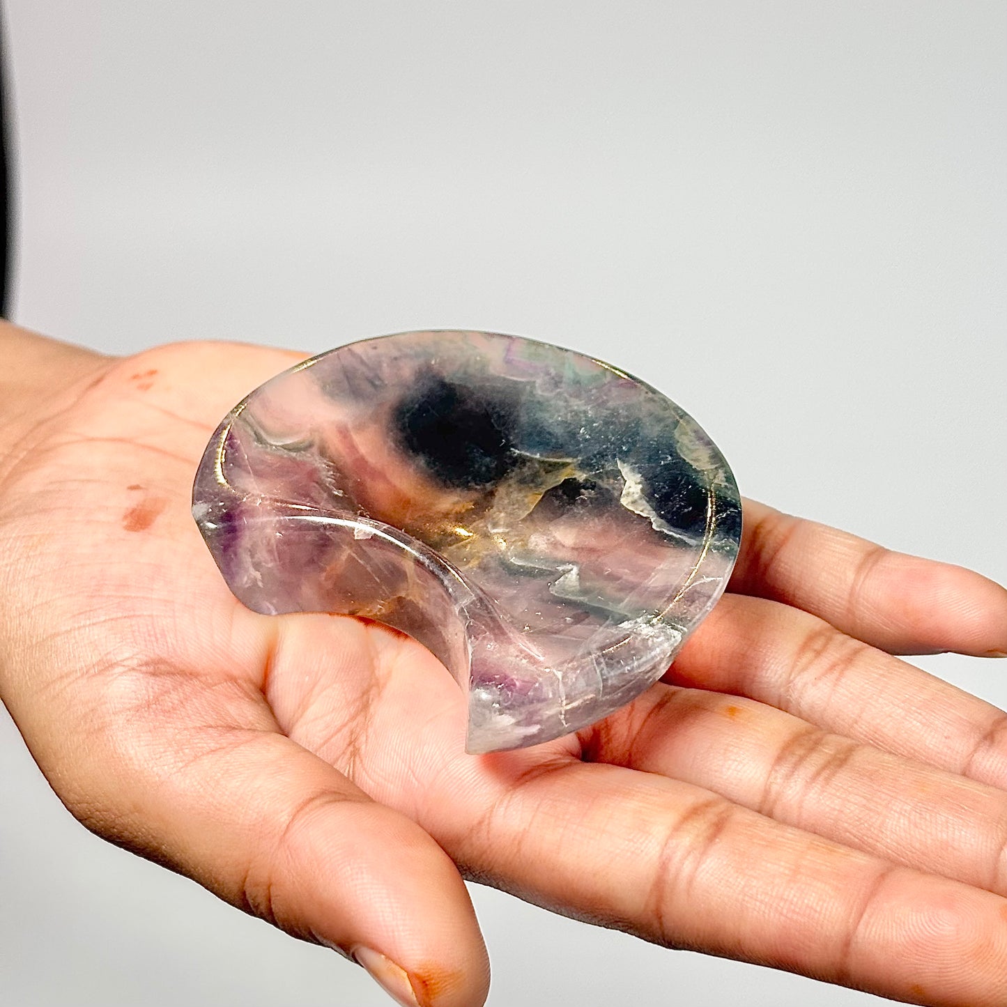 Crescent Moon-Shaped Fluorite Bowl