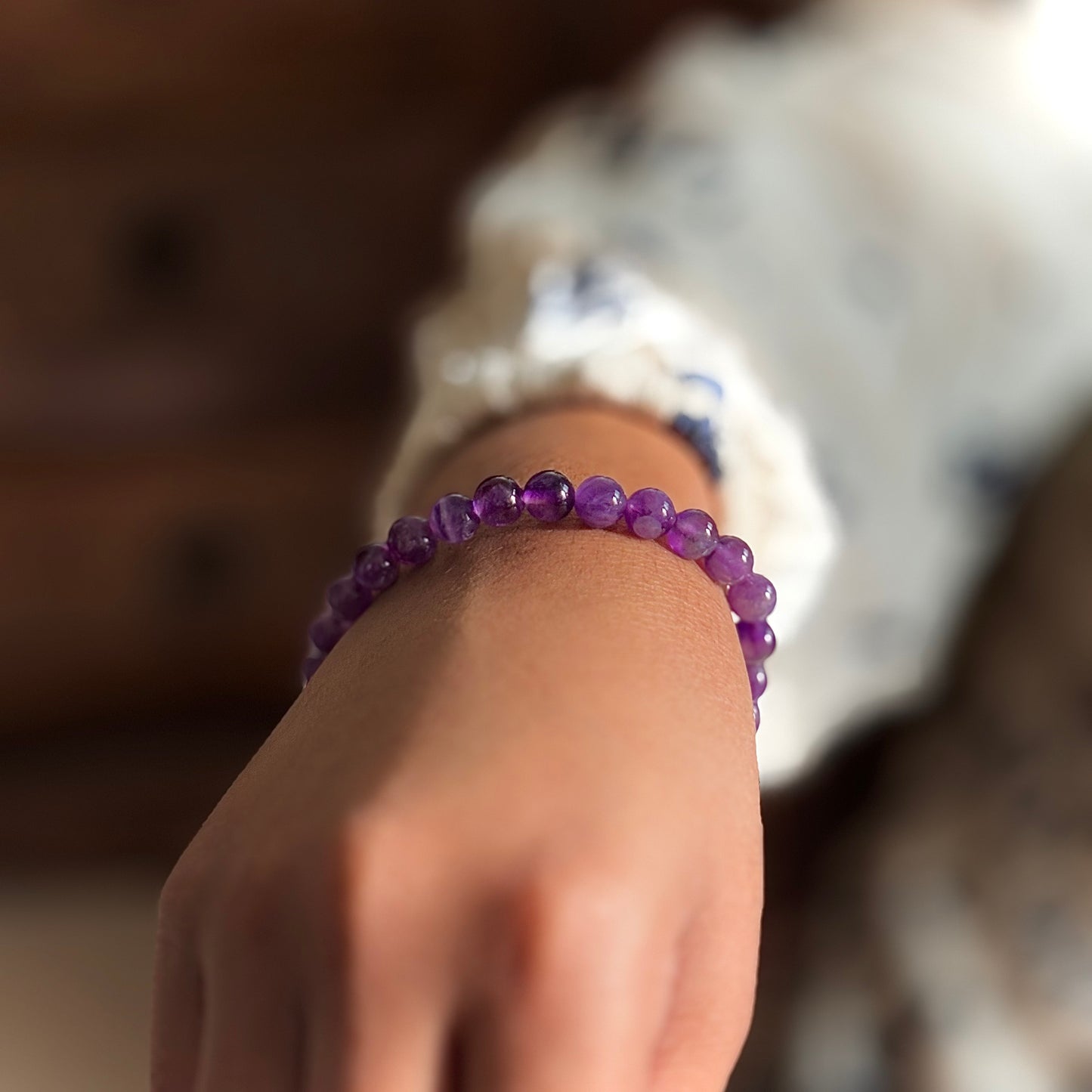 Amethyst Bead Bracelet - 6mm | Helps activating Third Eye & Psychic abilities