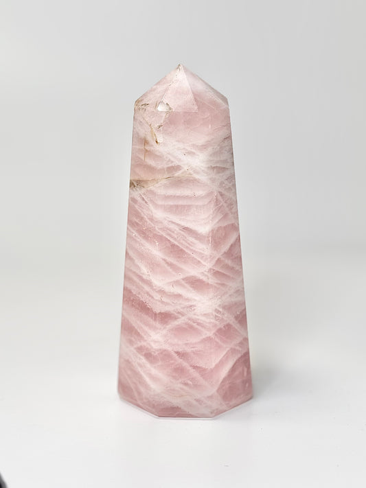 Eight Facet Rose Quartz Tower – 668g - Elegance, Warmth & Gentle Charm