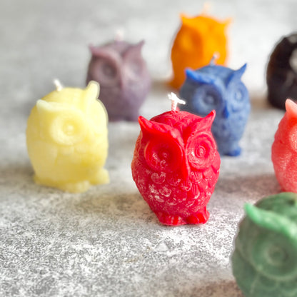 Small Owl Figurine Beeswax Candle | Colour Option Available