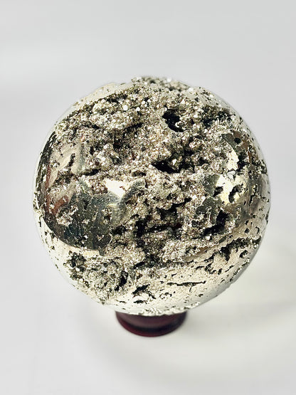 Extra Large Peruvian Pyrite Druzy Sphere 6.7 Kg – Abundance & Prosperity