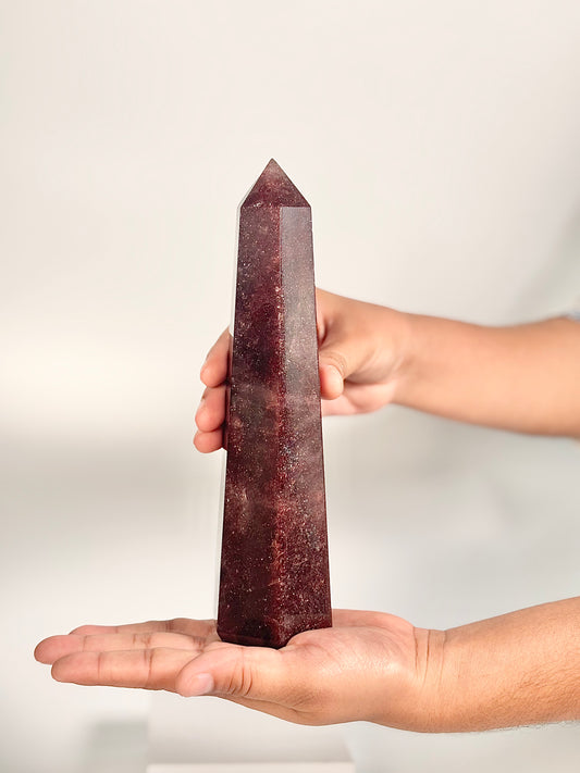 Strawberry Quartz Six -Facet Tower – 622g - Heart Chakra • Radiate Love • Embrace Joy