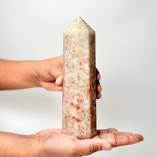 Eight Facet Sunstone Tower – 760g - Radiance, Warmth & Uplifting Energy