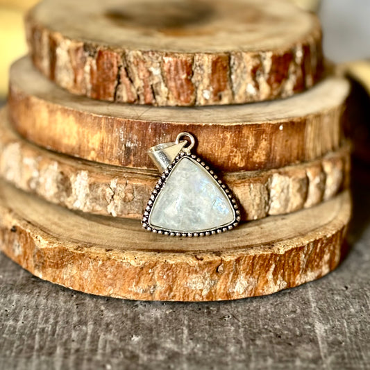 Rainbow moonstone Pendant with Black Cord | Cultivates Compassion & empathy