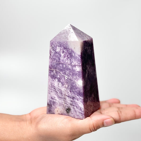 Four Facet Lepidolite Tower – 570g - Soft Tones & Steady Presence