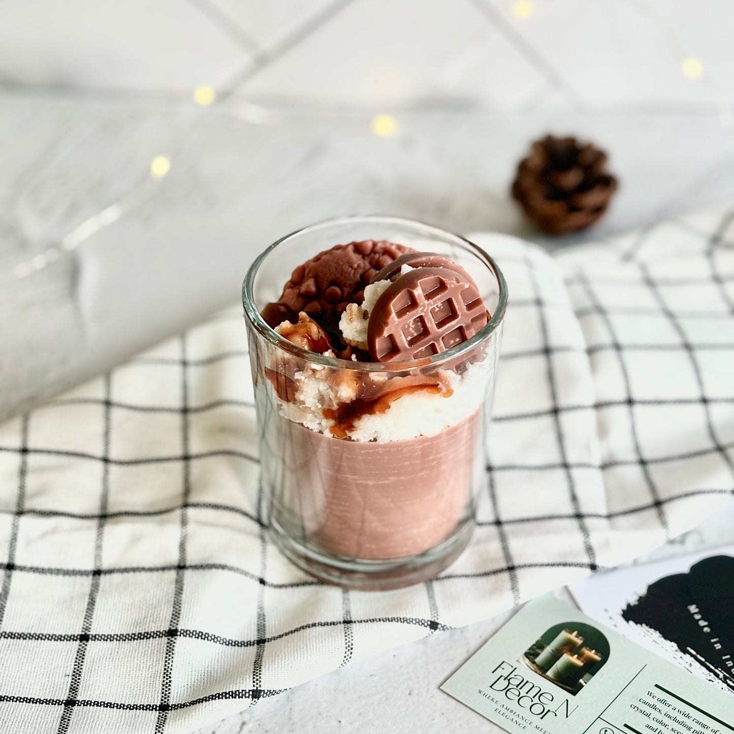 Coffee & Vanilla Topped with Cookie and waffle Dessert Decorative soy scented Candle