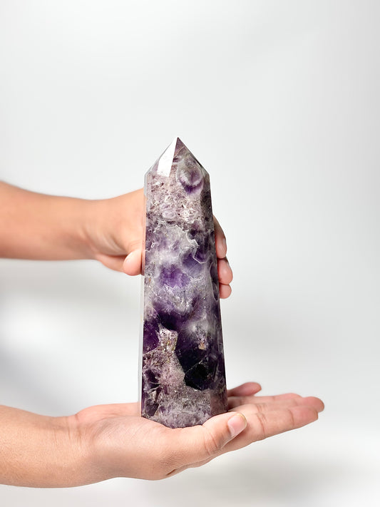 Eight Facet Chevron Amethyst Tower – 729g - Balanced Energy & Refined Clarity