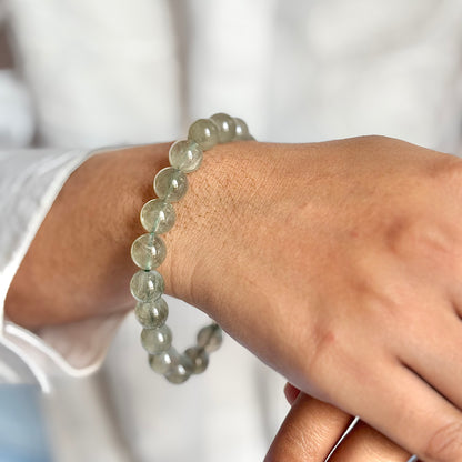 Superior Quality Green Hair Quartz Bead Bracelet - 10mm | Clear Energetic Blockages & Encourages Renewal & Growth