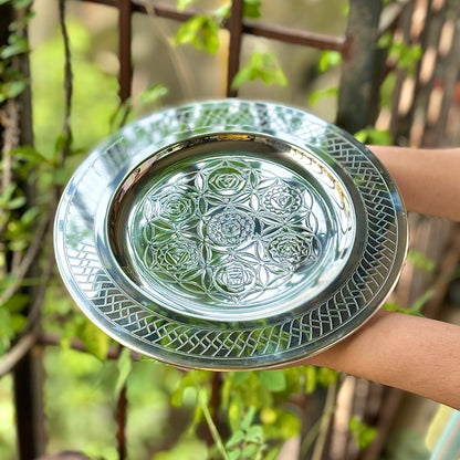 Sacred Energy Plate: Seven Chakras Carved in Stainless Steel