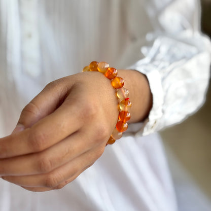 Orange Carnelian Bead Bracelet - 10mm | Opportunities & Courage