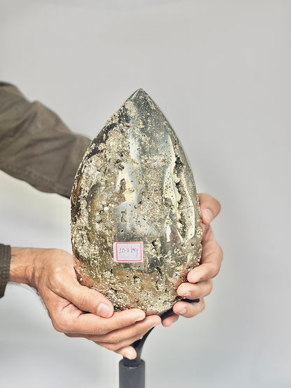 Extra Large Peruvian Pyrite Druzy Egg Carving 10.7 Kg – Abundance & Prosperity