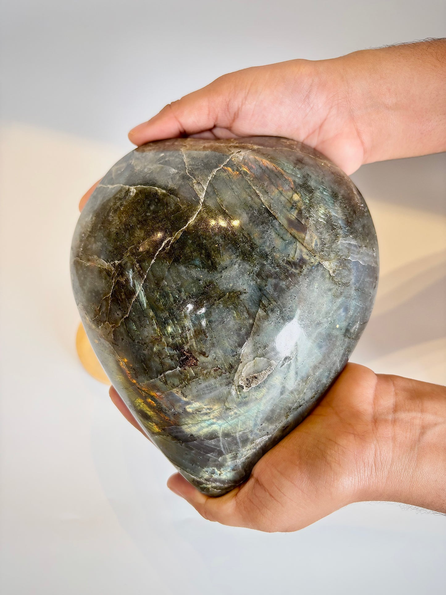Large Natural Labradorite Heart Carving (Approx. 2 kg)