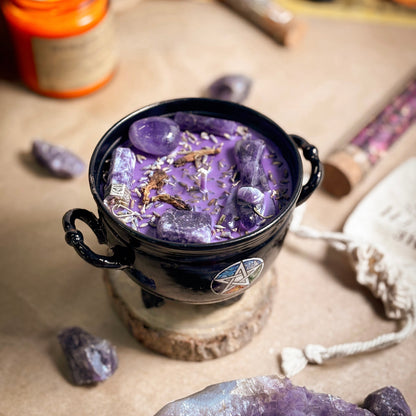 Calm & Focus Crystal Treasure Cauldron Soy Candle - 190 g