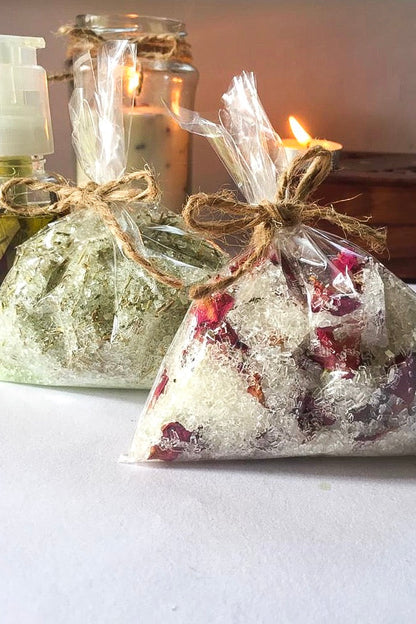 Peppermint + Rosemary & Rose Essential Oil Petals Epsom Salt Combo - Set Of 2 Personal Care