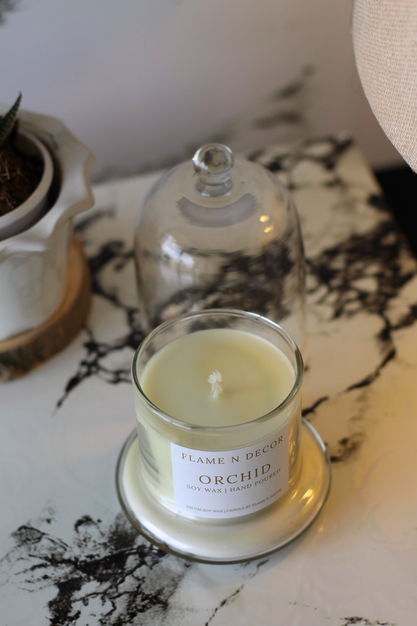 Bell Jar Candle with Glass Dome | Orchid