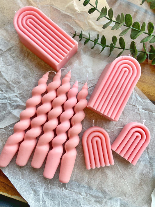 Pink Arch & Spiral Candles | Set of 9