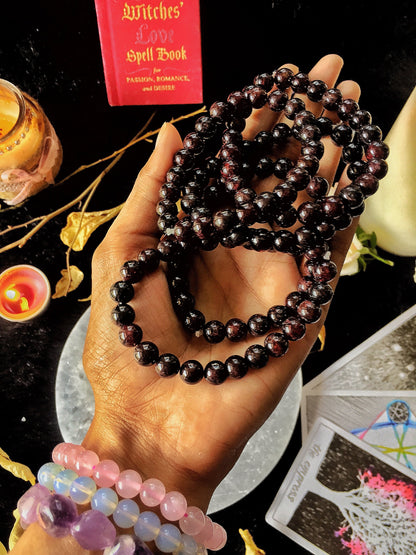 Garnet Bead Bracelet 4Mm | Root Chakra Inspire Love & Strengthen Survival Instincts Crystal