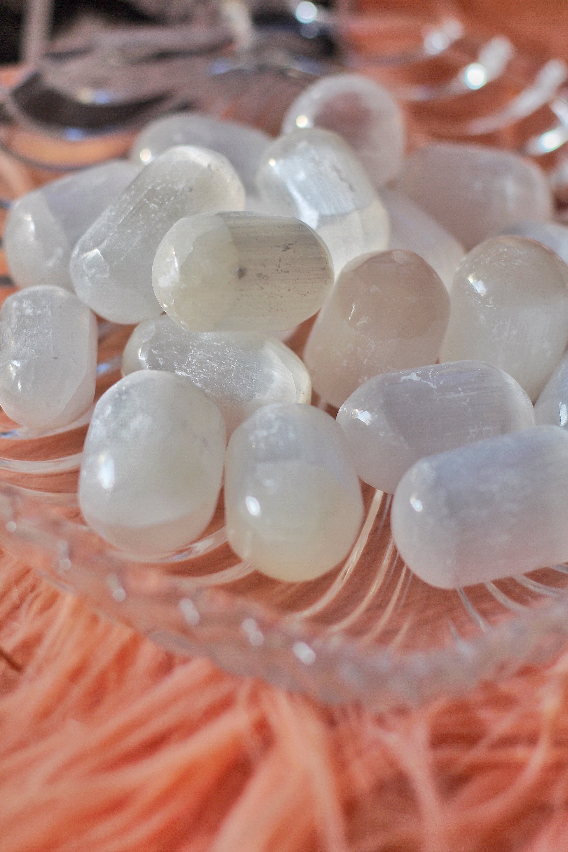Selenite Tumble Stone | Helps Activating Third Eye & Crown Chakra Crystal