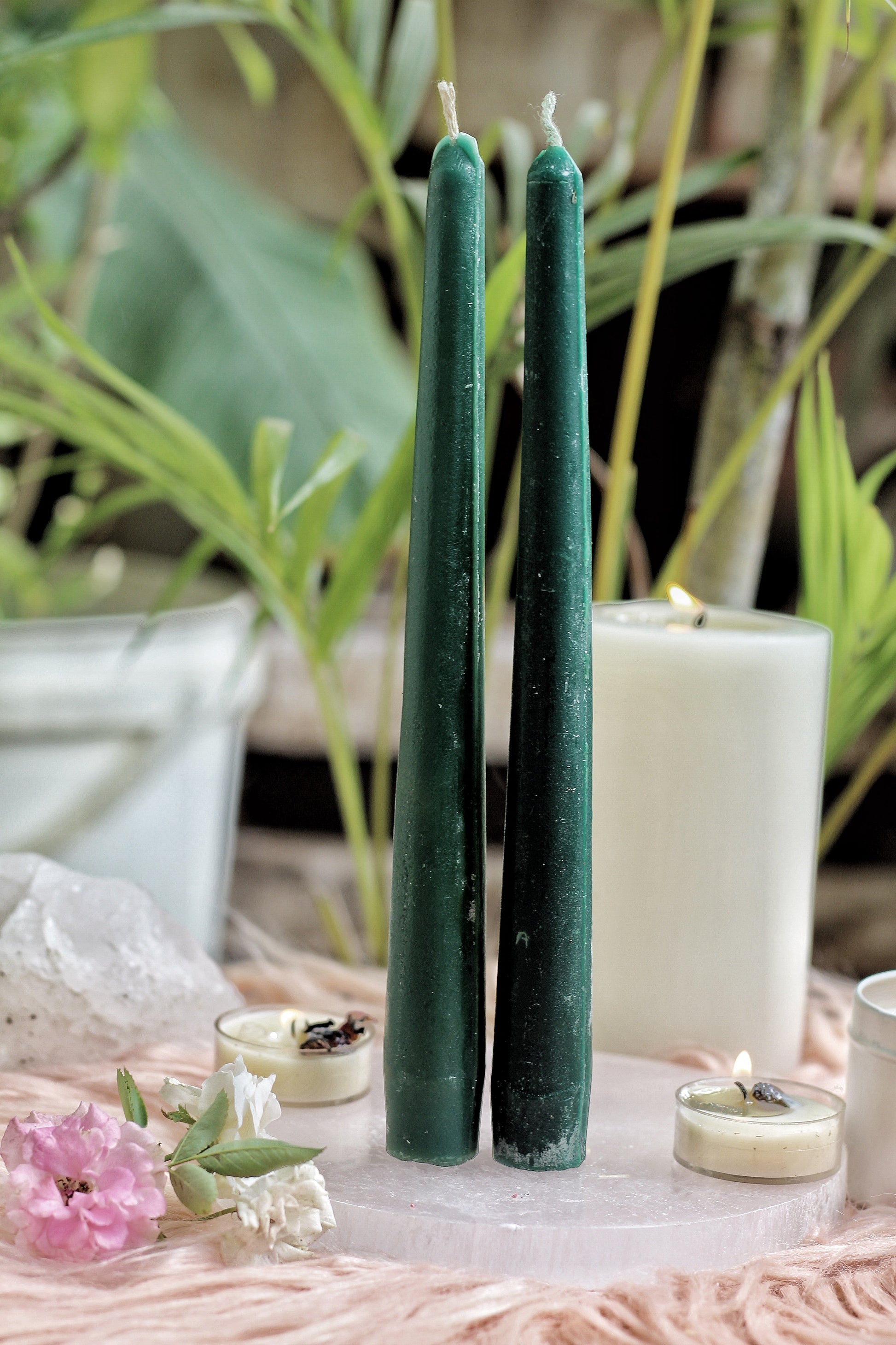 Green Taper Candle - Set Of 5 | 10