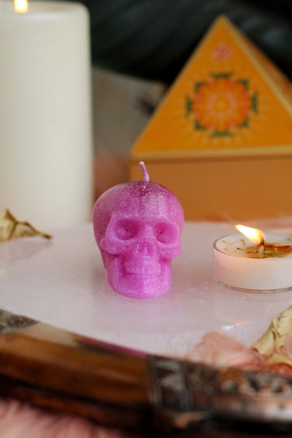 Pink Skull Candle