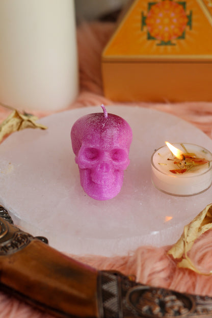 Pink Skull Candle