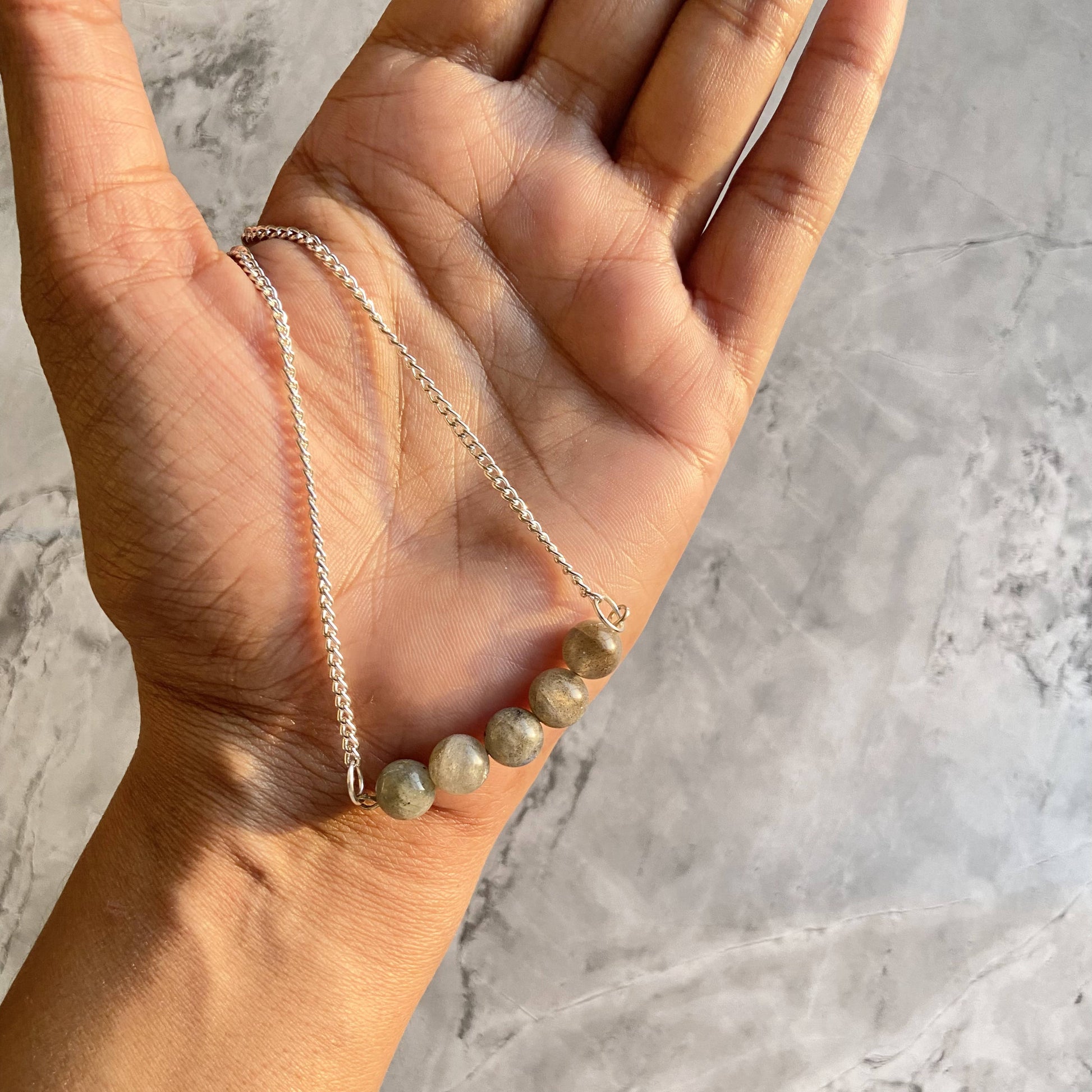 Labradorite Bead Necklace Crystal & Stones