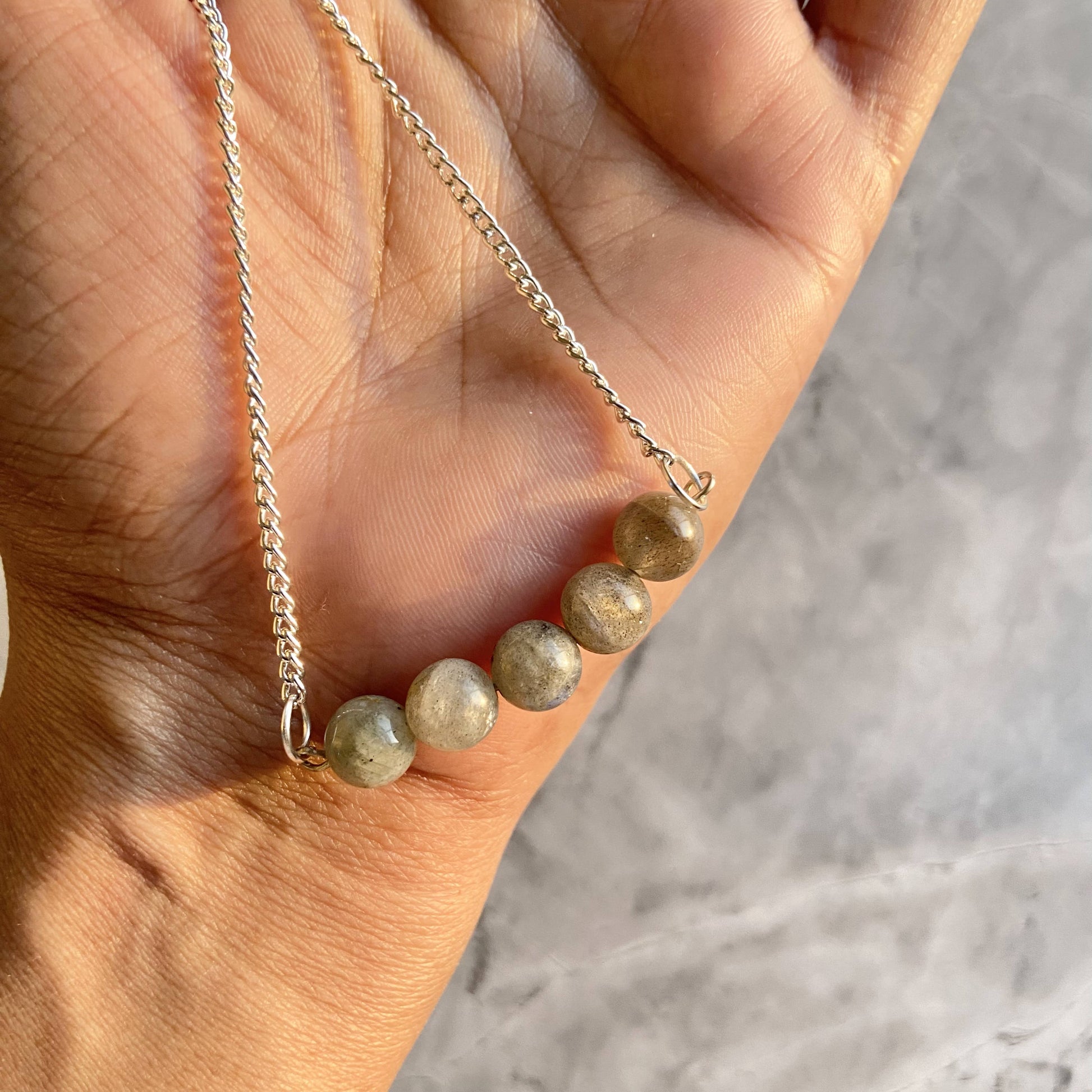 Labradorite Bead Necklace Crystal & Stones