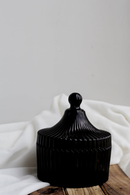 Black Vertical Texture Jar Candle | Soy Candle