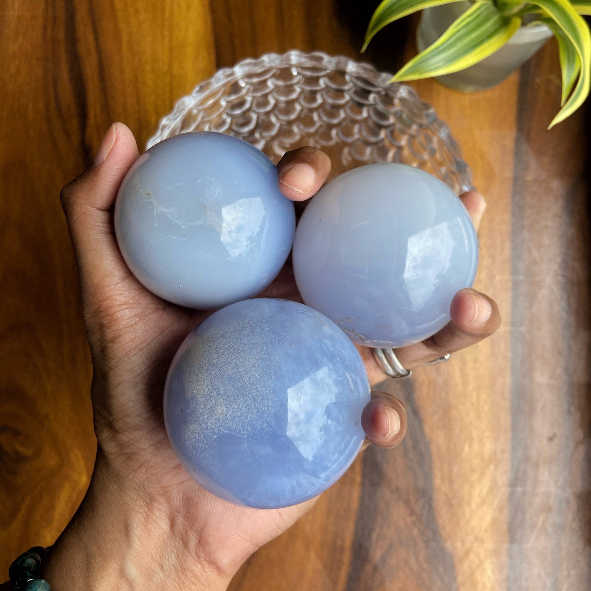 Blue Chalcedony Sphere | Balances Throat Chakra & Enhance Communication Skills Crystal Stones