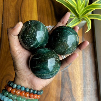 Green Jade Sphere | Luck & Prosperity Crystal Stones