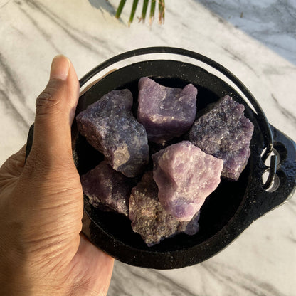 Lepidolite Raw Stone | Clear Blockages Of Heart Chakra & Third Eye Crystals Stones