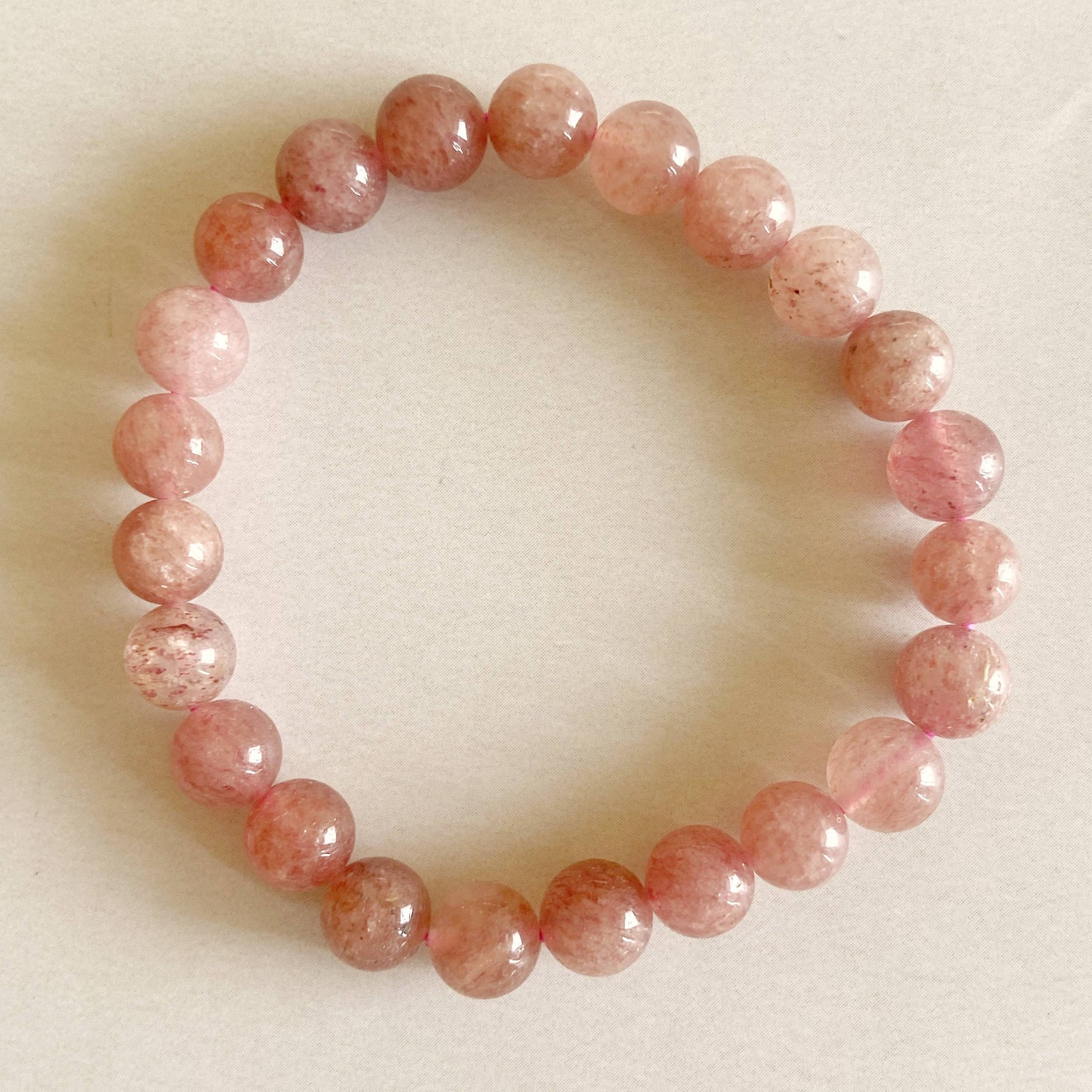 Strawberry Quartz Bead Bracelet - 8Mm | Helps With Feeling Of Stress Depression & Worry Crystal