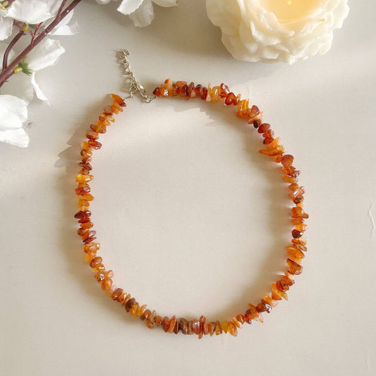 Orange Carnelian Chips Necklace | Opportunities & Courage Crystal Stones