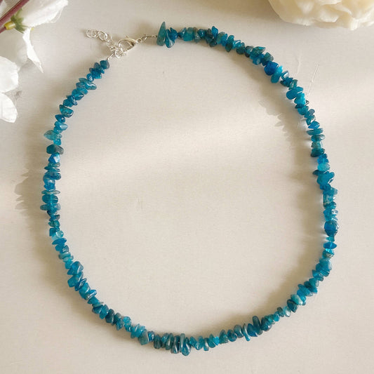 Blue Apatite Chips Necklace | Stone For Motivation & Independence Crystal Stones