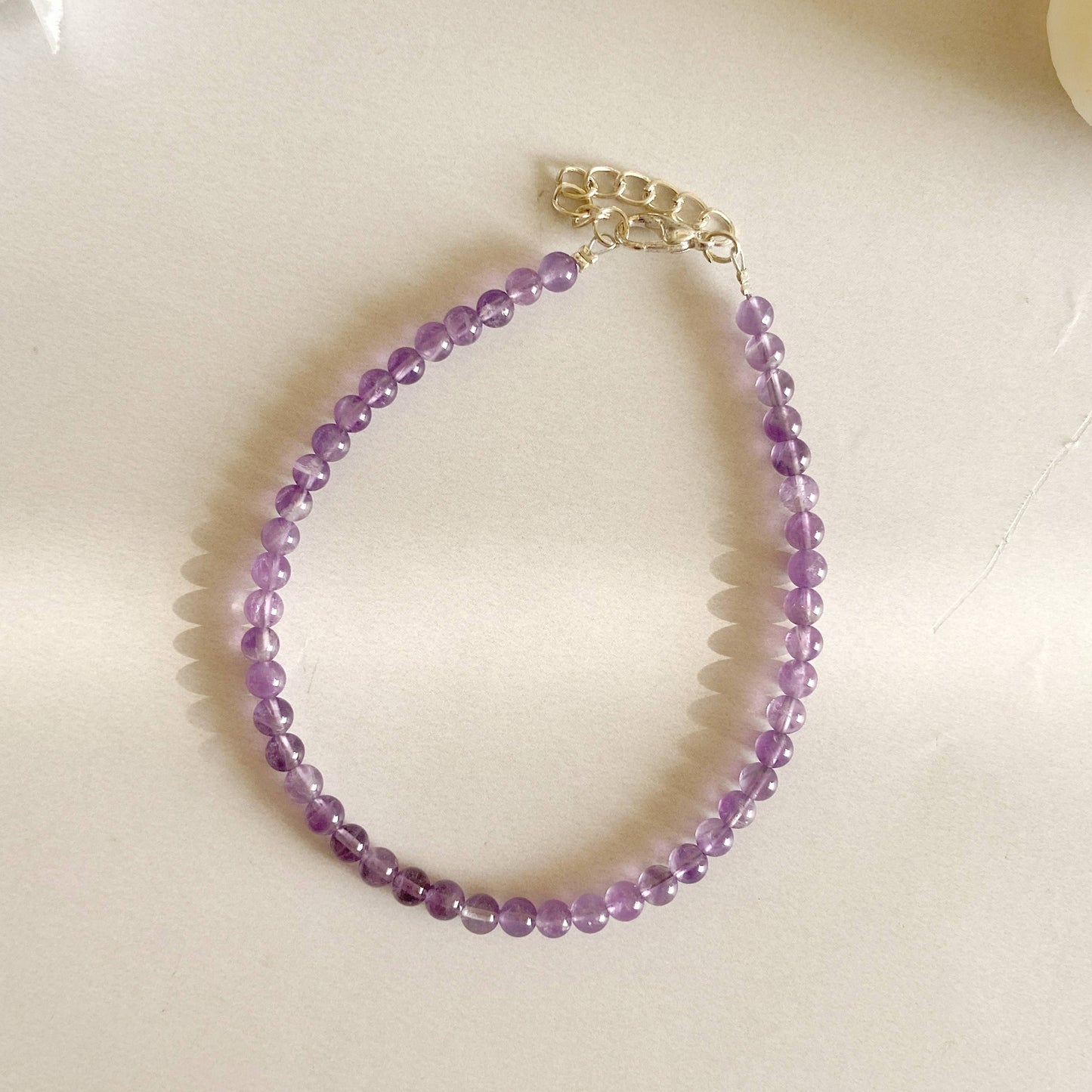 Amethyst Mini Bead Anklet - 4Mm | Helps Activating Third Eye & Psychic Abilities Crystal Stones