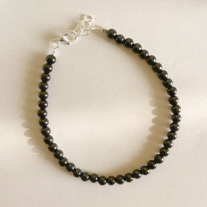 Black Obsidian Mini Bead Anklet - 4Mm | Removes Blockages & Provides Great Protection Crystal Stones