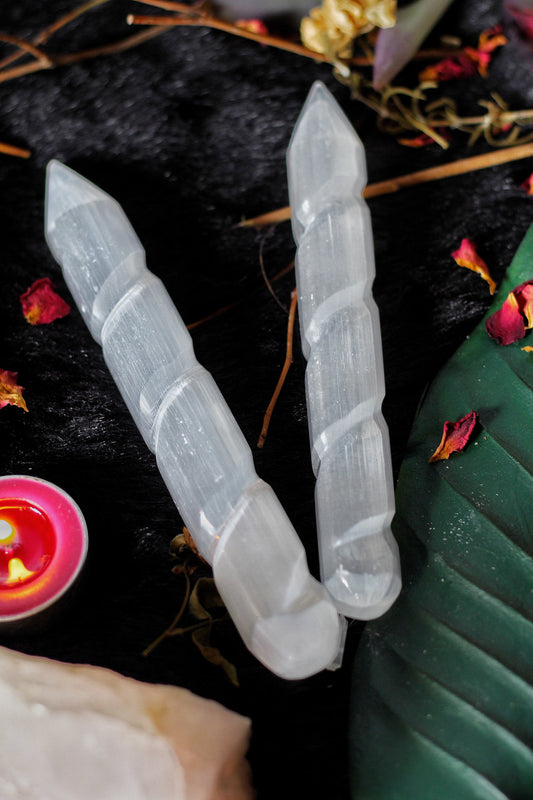 Selenite Spiral Wand | Wands - 1 Piece Crystal