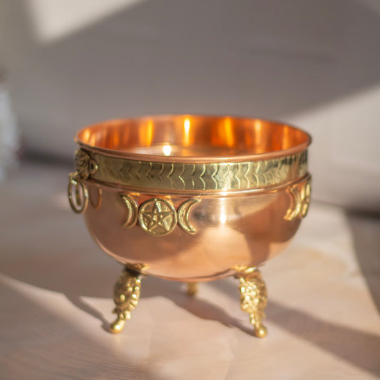 Large Cauldron Shape Copper Offering Bowl Altarware | Altar
