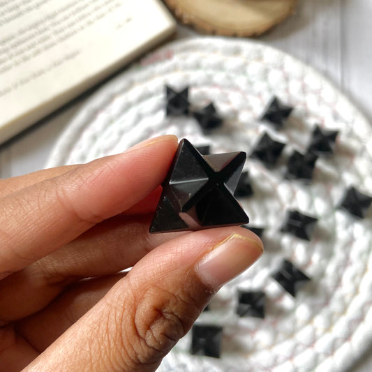 Black Tourmaline Merkaba Crystal carving  - Pack of 2 | Stone of Protection