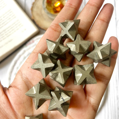 Pyrite Merkaba Crystal Carving - Pack of 2 | Stone for financial abundance