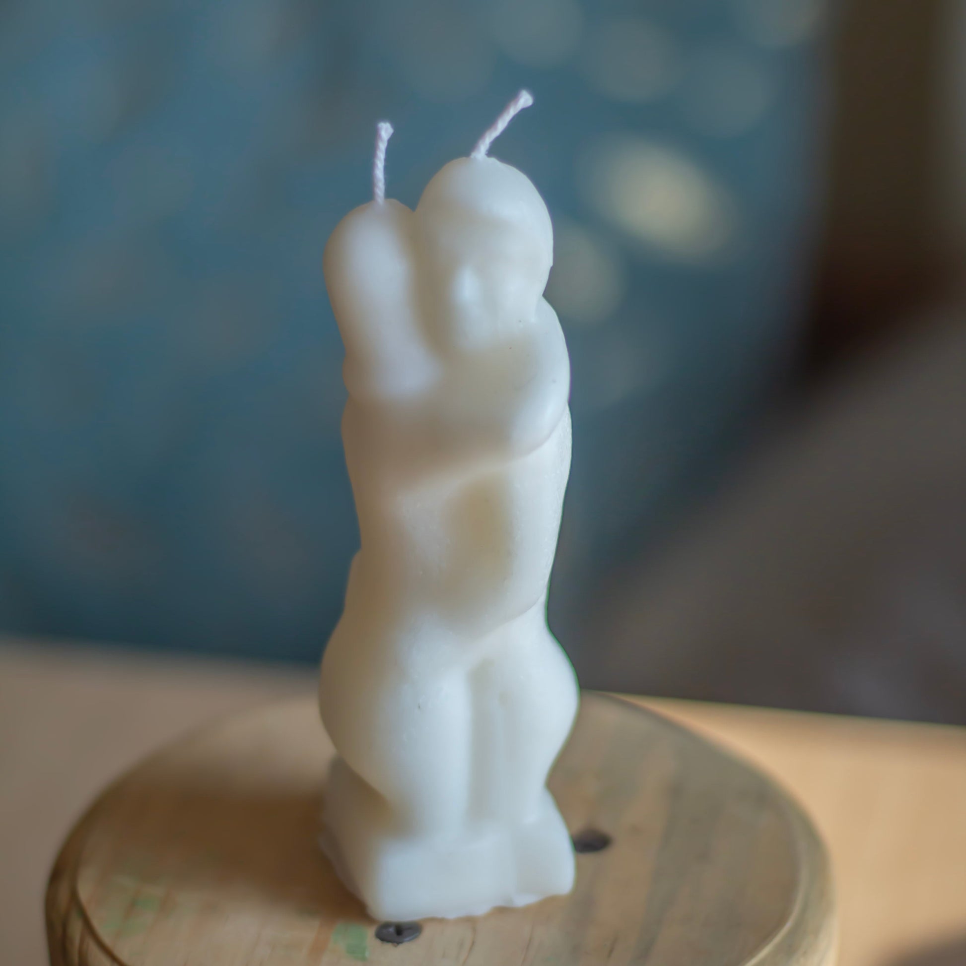 White Hugging Couple Candle Candles