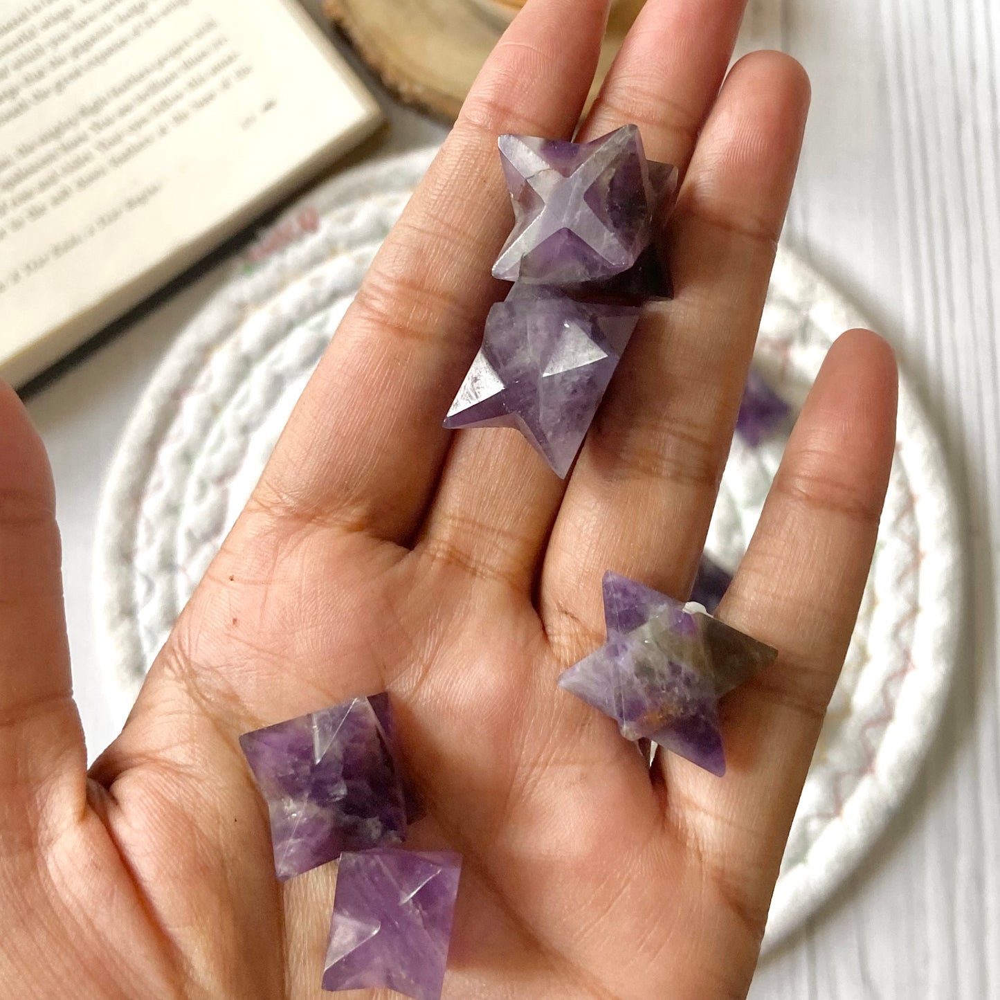 Amethyst Merkaba Crystal Carving - Pack of 2| Helps activating Third Eye & Psychic abilities