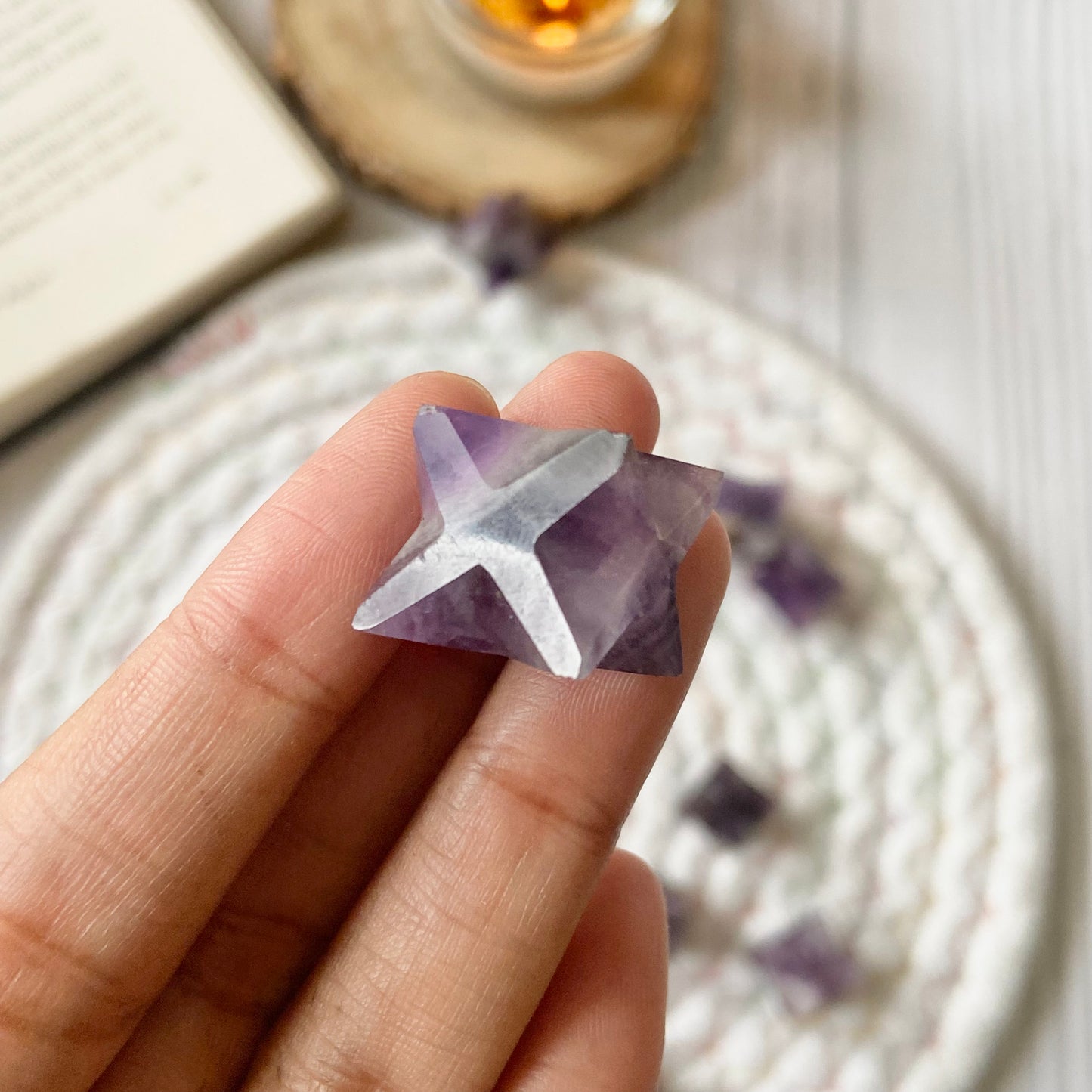 Amethyst Merkaba Crystal Carving - Pack of 2| Helps activating Third Eye & Psychic abilities