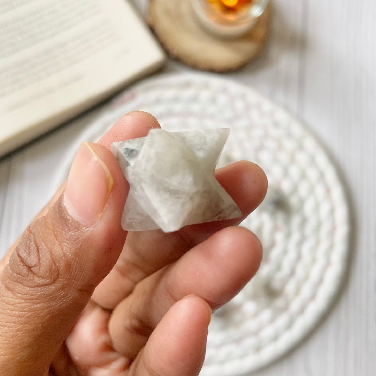 Rainbow Moonstone Merkaba Crystal Carving - Pack of 2 | Cultivates Compassion & empathy