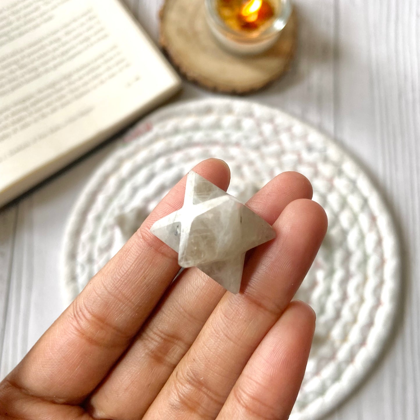 Rainbow Moonstone Merkaba Crystal Carving - Pack of 2 | Cultivates Compassion & empathy