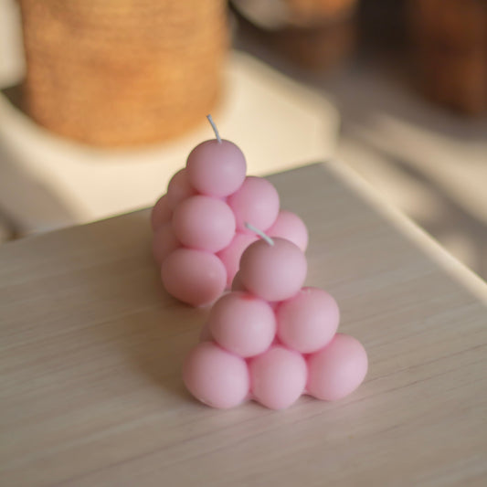 Pink Bubble Pyramid Soy Candle | Pack of 3