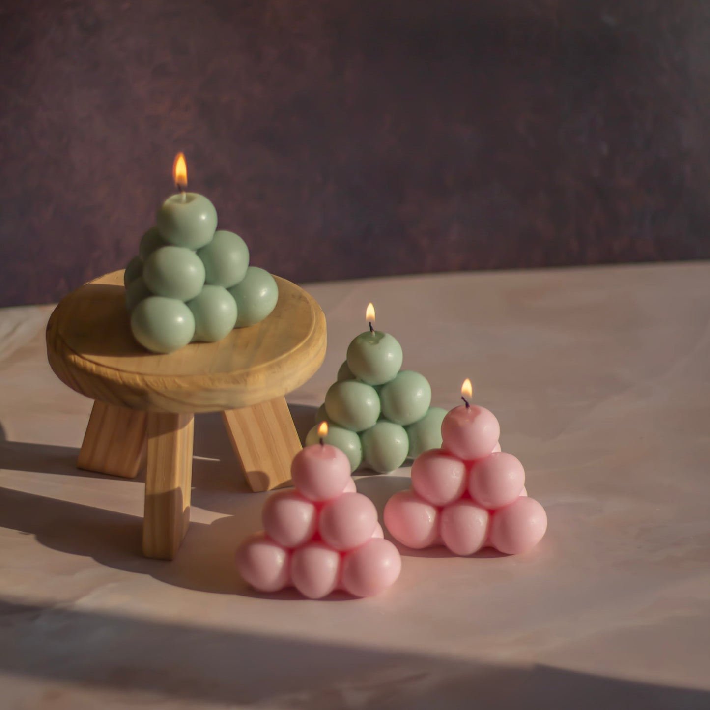 Green & Pink Bubble Pyramid | Set of 4