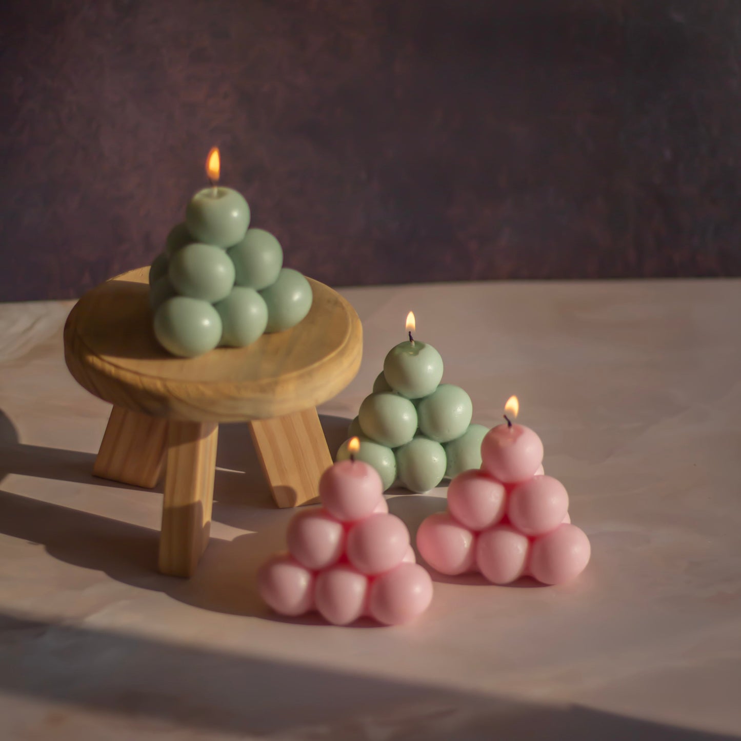 Green & Pink Bubble Pyramid | Set of 4