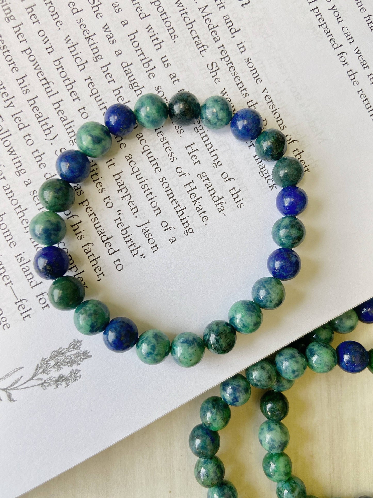 Azurite-Malachite Bead Bracelet | Intuition Creativity Dissolve Anxiety Crystal & Stones